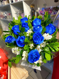 Buquê de 10 Rosas Azuis - comprar online