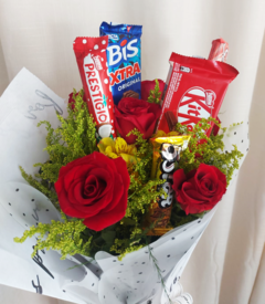 03 Rosas Vermelhas e Chocolate - comprar online