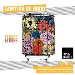 CORTINA DE BAÑO DE TELA FLORES