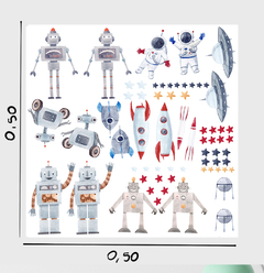 ROBOTS Y COHETES 50cm x 50cm - comprar online