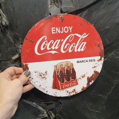 Chapa Redonda 20 cm. Coca Cola Botellitas