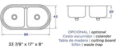 Bacha encastrable 502E 86X43X20 | Mi Pileta - comprar online