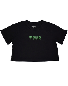 Crop Top Weed Logo TOUR (Negro)