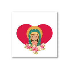 Santitos Cuadrados Virgen de Guadalupe Corazón Rojo - Estela Kids