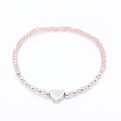 Pulsera Pecas c/Corazón Plata > Cristal #3 + Plata #3