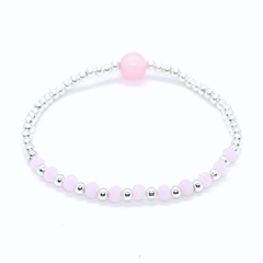 Pulsera Pecas > Plata #3 + Cristal #4 Rosa Pálido + Cuarzo Rosa #8