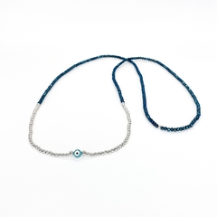 Collar Duo > Cristal #2 Azul + Plata #3 + Ojo Turco Celeste - comprar online