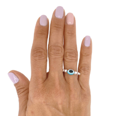 Anillo De Plata #3 + Ojo Celeste - comprar online