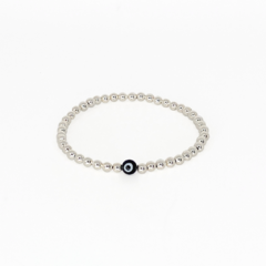 Pulsera Con Cuentas De Plata #3 + Ojo Negro (edicion limitada)