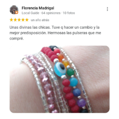 Collar Duo Contra La Envidia - Plata + Cristal Rojo Opaco + Ojo Celeste - tienda online