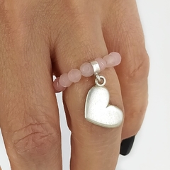 Anillo De Cuarzo Rosa #4 + Dije Amor - comprar online