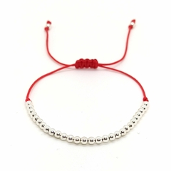 Pulsera De Hilo Rojo Con Cuentas De Plata #3