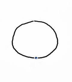 Collar Corto Mono > Mostacilla Checa Negra + Ojo turco Azul - comprar online