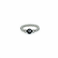 Anillo De Plata #3 + Ojo Turco Negro