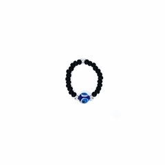 Anillo Mostacilla Checa Negra + Ojo Turco Azul - comprar online