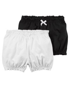 Talle: 18 Meses Carter's - Set de 2 Shorts Algodón Black and White