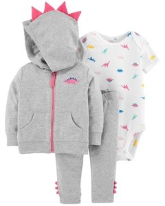 Talle: 3 y 6 Meses Carter's - Set de 3 Piezas Algodón Campera Dinomate