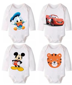 Talle: 3 a 24 meses Manga Corta set de 4 Bodys