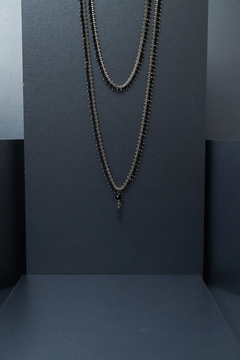 Art.2076 Collar largo DOBLE Kate, dos collares en uno. - Color cristal, color negro - comprar online