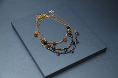 Art.2309 Collar gemitas Colette gold, vino, ambar, negro, verde y lila. - Sacre Coeur bijou