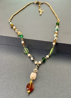 Art. 2302 Collar rosarito corto gold verde. - comprar online