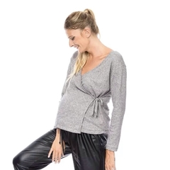 Sweater cruzado Embarazo "GRIS" - comprar online