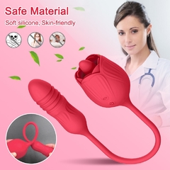 Imagen de VIBRADOR CON LENGUA Y DILDO ROSA RECARGABLE