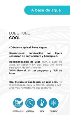 LUBE TUBE COOL LUBRICANTE BASE AGUA SENSACIÓN FRÍA - comprar en línea