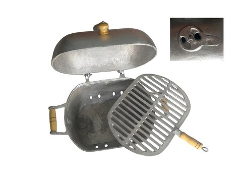 Churrasqueira alumínio bafo oval pequena - Panelas de Ferro Fundido | Forno Fogão a Lenha | Forno Ferro Fundido