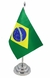 Bandeira Mesa Dupla Face Brasil Mastro 29 Cm Alt Cetim