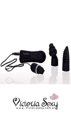 Kit bullet con cabezales intercambiables vibrador a pilas hot love extrem - art 5030 - comprar online