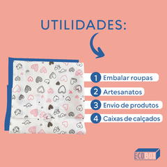 Papel De Seda Premium Decorado Coração 30x70cm 100 Folhas - comprar online