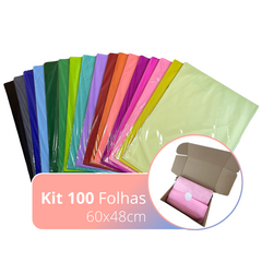 Kit 100 Folhas Papel De Seda Colorido Premium 60x48cm