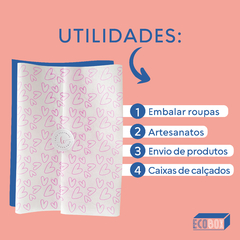 100 Folhas Papel De Seda Premium 30x70cm Estampado Coração na internet