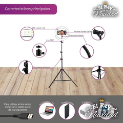 Aro De Luz Led Profesional 26cm con tripode 2mts + soporte celular - tienda online