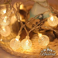 Imagen de Guirnalda luces Bolitas Crystal led blanco calido 5mts