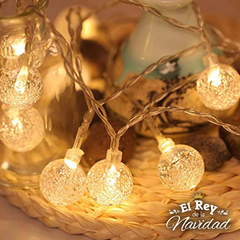 Guirnalda luces Bolitas Crystal led blanco calido 3mts a PILAS