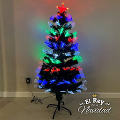 Arbol de Navidad 1,20mt Luminoso con Led y Fibra Optica Multicolor