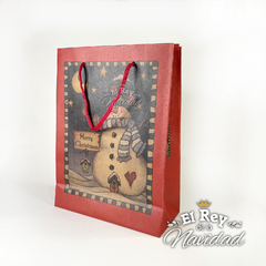 Bolsa de Regalo Navideña Snowman de Papel Madera Kraft 15 x 20cm