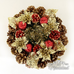 Corona Premium con Piñas y Glitter 25cm