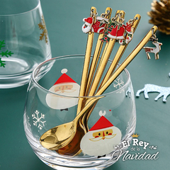 Set x 6 Cucharitas de Postre Doradas con Dije Navideño - comprar online