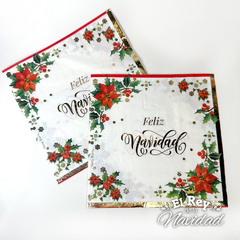 Set x 12 Servilletas Navideñas con deco foil dorado