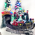 Escena Navideña Papa Noel fotografiandose con tren con luz y musica - comprar online