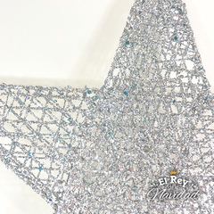 Estrella Alambre Colgante XL 40cm Plata glitter - comprar online