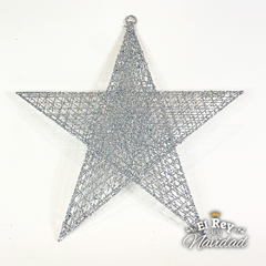 Estrella Alambre Colgante XL 40cm Plata glitter