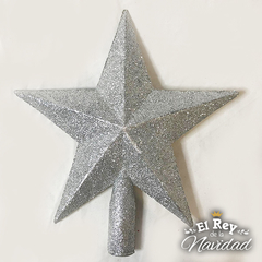 Puntal Estrella Glitter Plata 20cm