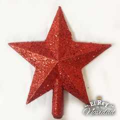 Puntal Estrella LUJO Glitter Roja 14cm