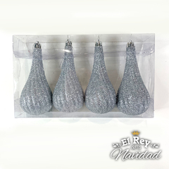 Set x 4 Gota Retorcida Glitter Plata - comprar online