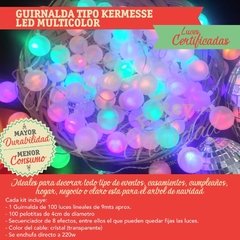 Guirnalda tipo KERMESSE Led Multicolor 9mts / 100 luces 100 pelotitas - comprar online