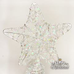 Puntal Estrella Alambre Glitter Blanco 14cm - comprar online